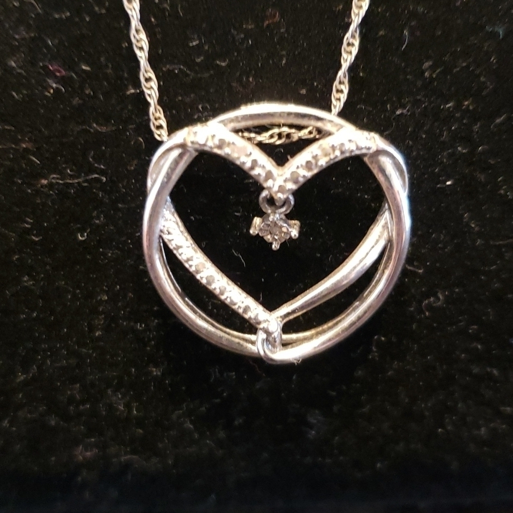 925 silver with open heart diamond's necklace